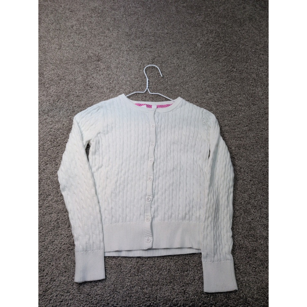 Gap Kids Girls White Cable Knit Button Front Cardigan Sweater Size L 10-11